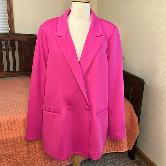 Good American Scuba 2.0 Fuchsia Bright Pink Blazer size 5 or 2XL - Picture 4 of 16